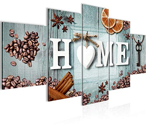 Runa Art Wandbilder Home Küche 5 Teilig Bild auf Vlies Leinwand Deko Esszimmer Küchenbilder Küchenbilder Blau Orange 033952b