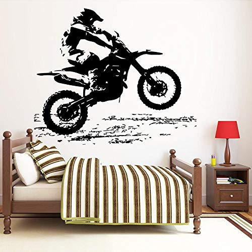 Zdklfm69 Wandtattoos Wandaufkleber Motocross für Jungen Motorrad Fahrrad Wanddekoration Schlafzimmer Poster Vinyl Wandbilder Home Decoration 90x76cm