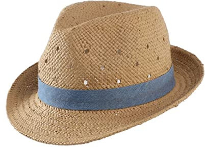Magracy Chapeau de paille d'été pour enfants et garçons - Chapeau de protection solaire pour bébé - Chapeau de plage Fedora, café, 2-3 ans