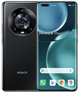 HONOR Magic4 Pro - 5G Smartphone 8+256 Go, Écran Incurvé 6,81 120 Hz, Snapdragon 8 Gen 1, Triple Caméra 50 Mpx, SuperCharge 100W, Batterie 4600 mAh, IP68, Android 12, Noir