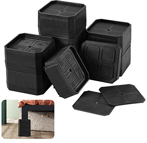 Coptiner Verstellbare Möbelerhöhungen, strapazierfähig, stapelbar, Betterhöhung, 3,8 cm, 7,6 cm, 11,4 cm, 15,2 cm, Hubhöhe, Platz für Tisch, Stuhl, Sofa, Möbel, Hebepads bis zu 1000 kg, 8 Stück