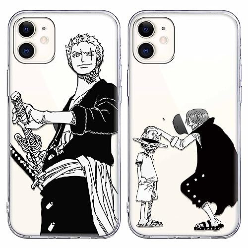 Eouine 2 Stück Handyhülle für iPhone 11 Hülle 6.1 Zoll Anime Jungs Gear 5 Nika Zoro Hülle, Transparent Manga Cool Muster Schutzhülle Weiche Stoßfest TPU Silikon Cover für Apple iPhone 11