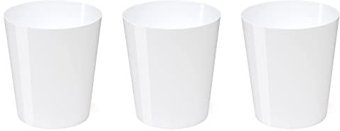 OSCO White Hi-Gloss Plastic Waste Bin | 3 Pack | Round | Height - 29 cm | Diameter - 26 cm | Circular Trash Can | Waste Paper Basket | Recycling Container | Office | Home | Bathroom