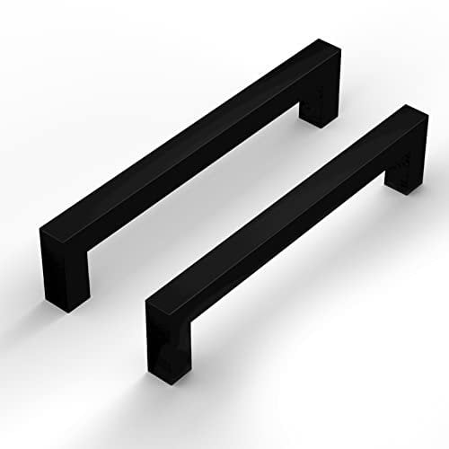 goldenwarm 10 Pack 128mm Hole Centers Black Kitchen Cupboard Drawer Handles - Stainless Steel Black Cabinet Pulls