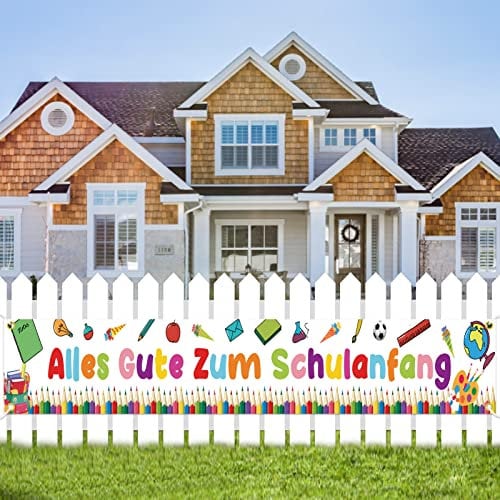 TOPJOWGA Einschulung Girlande Banner Deko, 270 x 35cm Alles Gute Zum Schulanfang Banner, Schulkind Girlande, Willkommen Schulanfang Banner, Schuleinführung Banner Deko für Mädchen Jungen Kinder