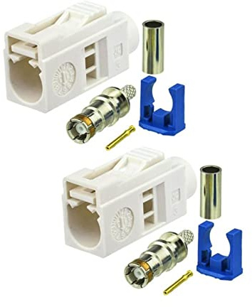 Elecbee 2PCS Fakra Buchse Stecker Autoradio Fakra B Weiß Crimp SteckeR-Für RG316 RG174 Kabel