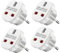 Fiotha UK vers EU Adaptateur de Voyage, 4 Pcs Adaptateur Prise Anglaise vers France, Adaptateur de Prise UK vers Europe, pour l'Allemagne, l'Irlande, Les Pays-Bas, la Pologne, la Suède, Blanc
