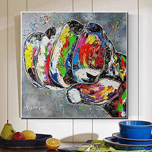 GEMMII Graffiti Fight Hand Motivational Leinwandbild XXL - Abstract Street Art Inspirierender Druck Poster Wandbild Büroeinrichtung 70x70cm Rahmenlos