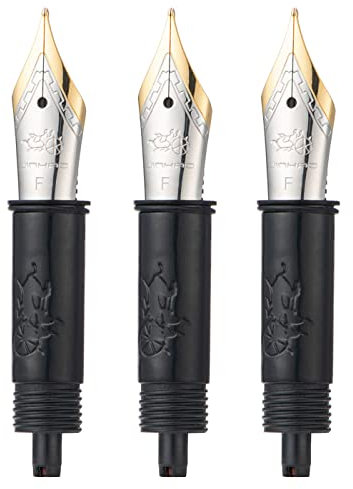 Set of 3 Jinhao #5 Fountain Pen Replacement Fine Nib with Black Section Feed Gold Trim-Compatible with Jinhao 82, 88, 95, 82 Mini, 92, 100 Mini Fountain Pen