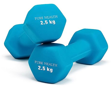 Neoprene Dumbbell Hand Weights Pair Home Exercise for Women Men Arm Pilates Dumbbells in 1kg 1.5kg 2kg 3kg 4kg 5kg 8kg 10kg Set (Blue (2.5KG, Pair))