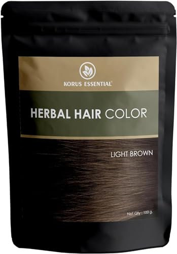 Korus Essential Kräuter-Haarfarbe (hellbraun) – 100 g | mit Henna, Amla, Aritha usw.