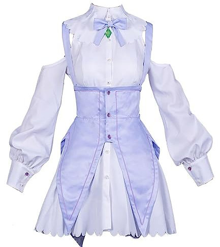 Anime Life In Another World Again Re Zero Starting Emilia Kostüm Uniform Cosplay Kleidung (Weiß, Größe L)