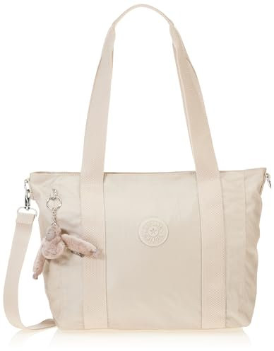 Kipling Damen Asseni Small Tote Vielseitige Leichte Geldbörse Nylon Schultertasche, Beige Perle, 13''L x 8.25''H x 5.5''D