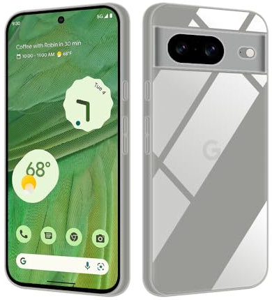 HSP Coque pour Google Pixel 8 [Anti-poussière] étui de protection en silicone TPU premium | Résistant aux rayures Antichoc | Protecteur d'écran et de caméra | Clair Translucide | Transparent