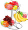 Livabber Fruit Basket Bowl with Banana Hanger, Fruit Vegetable Storage Basket with Banana Tree Holder for Kitchen Counter, Detachable Organizer for Bread Snack Produce (Chrome, 3-Tier Metal Base)