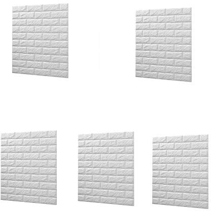 Sujhyrty 5 StüCke Schaum 3D Fliesen Ziegel Wand Aufkleber Selbst Klebende DIY Tapete Panels Dekor wasserdichte Anti Kollision Ziegel Tapete
