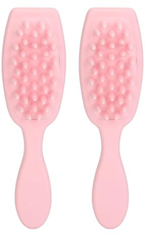 HUSHUI 2-teilige Shampoo-Bürste mit Langem Griff, Haarwäscher, Müdigkeitslinderung, Kompaktes Haar-Kopfhaut-Massagegerät, Shampoo-Bürste die Haarpflege (Rosa)