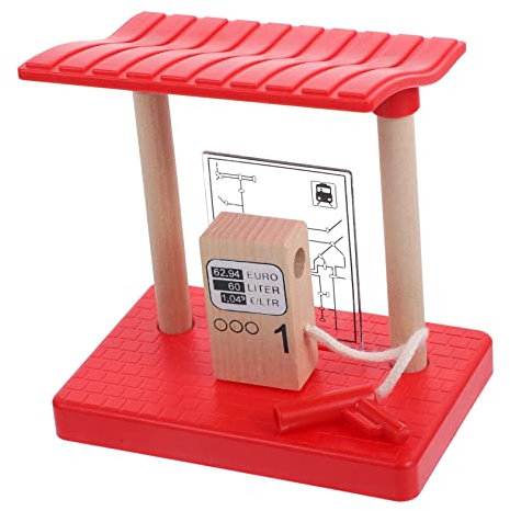 HEMOTON Kinder-Bahnhof Spielzeug Rollenspiel Tankstelle Zubehör Holzeisenbahn Set Von En