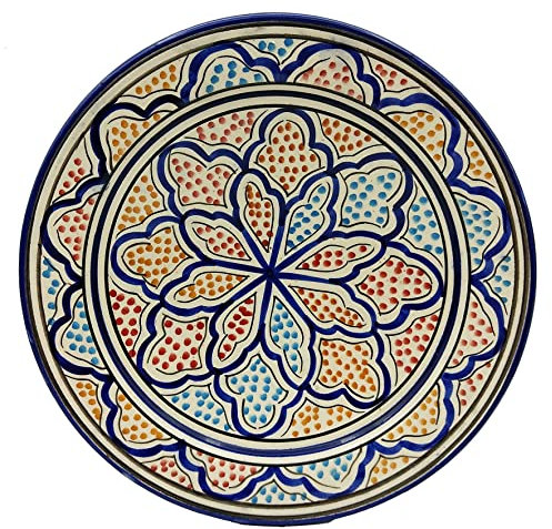 Generico Assiette en terre cuite peinte à la main de Safi, Maroc : Art et Fonctionnalité pour la Table 1101221103