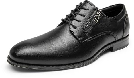 Bruno Marc Herren Anzugschuhe Schnürhalbschuhe Klassischer Business Derby Oxford Hochzeit Schuhe Schnürschuh Lederschuhe mit Reißverschluss,Size 46,Schwarz,SBOX2415M-E