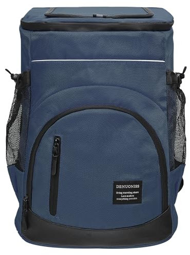 Outplea Mochila Nevera de Acampada 30L, Bolsa Térmica Porta Alimentos con Forro Estanco, Nevera Portatil Tela Grande para Playa Camping Picnic Barbacoa, Azul