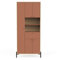CaliCosy Colonne 4 Portes et 1 Tiroir avec Miroir H201,5 cm - Elisa - en Panneaux de Particules - Décor Abricot et Chêne - pour Chambre - L83,6 x l32,9 x H201,5 cm, Orange