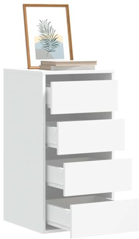 Annlera Armoire à tiroirs, 40 x 41 x 76 cm, blanche, polyvalente, moderne, en matériau dérivé du bois, avec 4 tiroirs