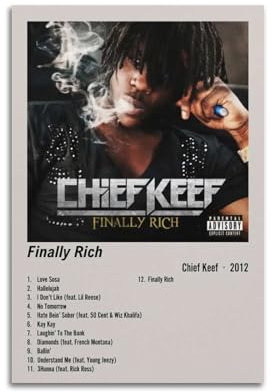 WEHWEGB Chief Keef Poster, Wandkunst, Cover-Raum, Vintage-Poster, dekoratives Gemälde für Schlafzimmer, Wohnzimmer, ästhetisches, elegantes Poster, 30 x 45 cm, ungerahmter Stil