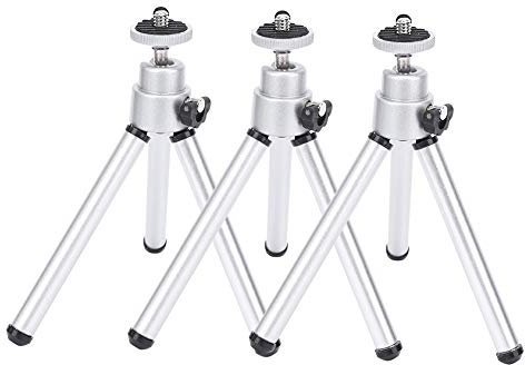 Trípode para telescopio, Mini trípode teleobjetivo a Prueba de sacudidas de Aluminio Despojado de Plata, trípode de Mesa para estabilizadores y cámaras
