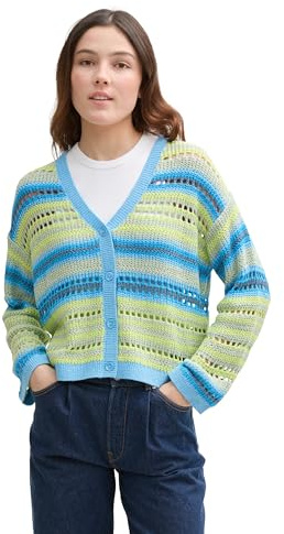 Tom Tailor Denim Damen Relaxed Fit Cardigan mit Lochmuster