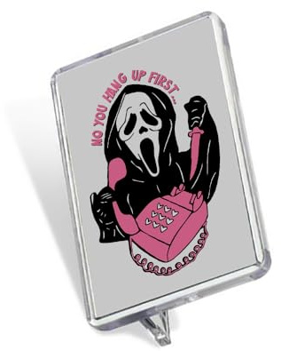 No You Hang Up First, Horror, Ghostface, Ghost Mask, Halloween, Sentimental Keepsake Memories Fridge Magnet.