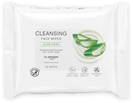 by Amazon Gesichtsreinigungstücher mit Aloe Vera, Make-up-Entferner, parfümfrei, 25 Tücher