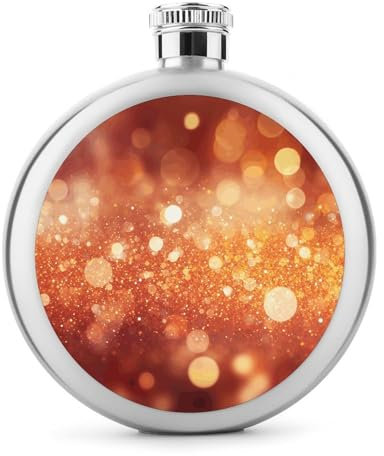 Flask,Flask for Men, Light Orange Printed Hip Flask,Stainless Steel Flask,Alcohol Flask,for Whiskey And Other Liquor