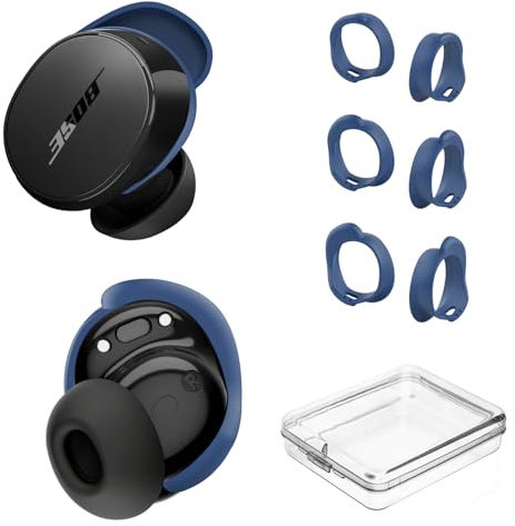 [3 Pairs] Ear Tips Covers for Bose New QuietComfort Earbuds (2024), Silicone Sport Ear Hook Cover Accessories for Bose New QC Earbuds, Anti-Slip Replacement Eartip Fit Kit (S,M,L) (Blue)