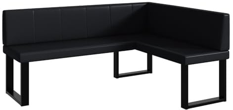 MEBLINI Eckbank für Esszimmer - Küchenbank - Essecke - Sitzecke Küche - Peter - U-Beine 128x168x87cm Rechts - Schwarz Kunstleder
