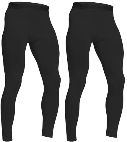 HYCOPROT 2 Pezzi Pantaloni a Compressione da Uomo Pantaloni da Corsa Ad Asciugatura Rapida Leggings Sportivi Leggings Base Layer Traspiranti Pantaloni Stretti (M, Nero)