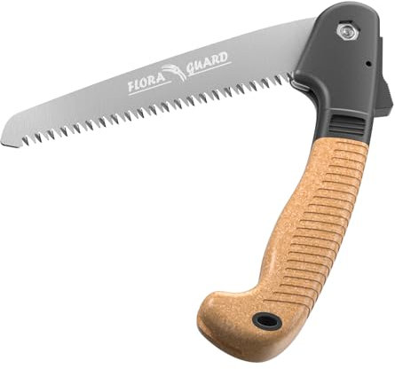 FLORA GUARD Klappsäge,gehärtetes SK5 Sägeblatt 195mm,Astsäge mit TPR-Softgriff und Sicherheitsverriegelung, Handsäge für den Garten- oder Baumschnitt, Camping