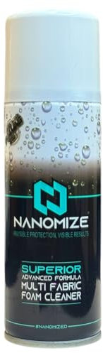 Nanomize Fabric Upholstery Cleaner for Car Interiors – Deep Cleaning Spray for Seats, Carpet & Mats – Stain & Odour Remover – Vehicle Interior Cleaner w/Cleaning Brush & Wipe, Neutral Scent