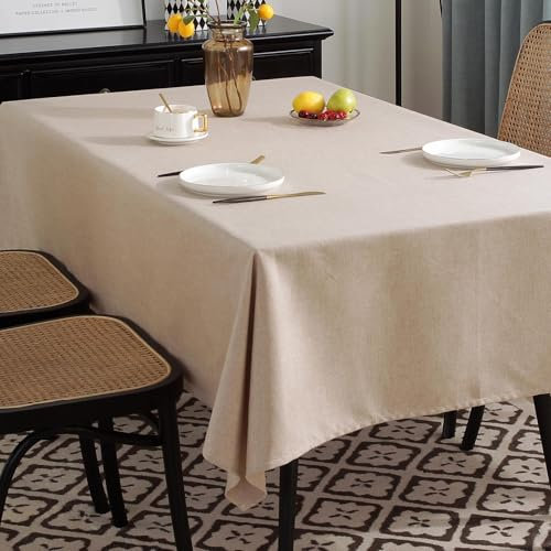 FeinKulturia Tischdecke Abwaschbar Verdickte Design Tischdecken 140x200cm Leinen-Optik Tischläufer aus Polyester Wasserabweisend mit Lotuseffekt, Tischtuch Dauerhaft Kratzfest für Wohnzimmer, Esstisch