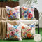 Dorunfeey 40 x 40 cm Wasserdicht Kissenbezug 4 Stück Rosa Rosen Blumen Schmetterlinge Muster Kissenbezüge Outdoor Leinenoptik Dekorative für Sofakissen Wohnzimmer Balkon Garten Auto
