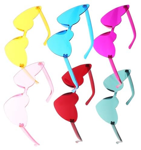 Warmhm Herzförmige Party Sonnenbrillen Dekorative Rahmenlose Sonnenbrillen Violett Und Pink Für Mottopartys Fasching Und Musikfestivals