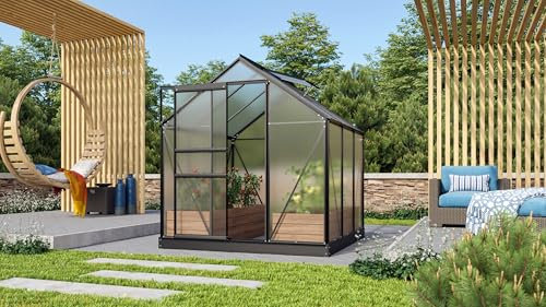 Vitavia Gewächshaus Venus 3800, schwarz, 3,8 m², 4 mm HKP | Wetterfestes & stabiles Treibhaus | Perfekt für Gemüse & Pflanzen | Robust & langlebig