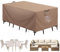 Aujink Housse Salon de Jardin Bâche Housse Table de Jardin Tissu Oxford 420D Couverture de Protection Meubles Exterieur Imperméable, Coupe-Vent, Anti-UV Housse de Meubles en rotin, Kaki, 242x162x100cm