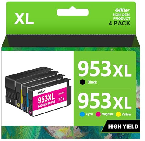 Glliter 953 XL 953XL Druckerpatronen Kompatibel für HP 953XL Multipack patronen mit HP Officejet Pro 8710 8715 7720 7740 7730 8720 8730 8210 8725 8715 8740 8218 (4er-Pack)