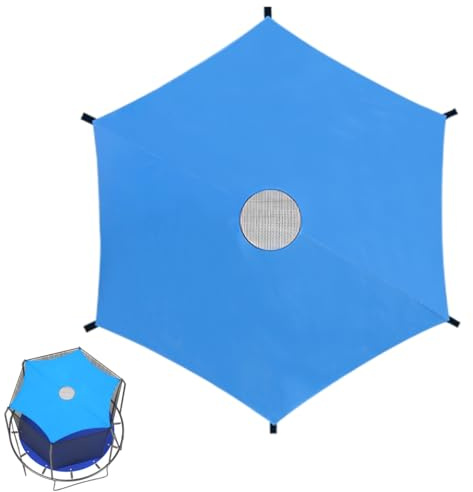 MQIAN Trampolin Sonnenschutz, Ø 183 244 305cm Trampolin Abdeckung, Trampolin Überdachung Abdeckung, Trampolin Zubehör UV-Beständige wasserdichte für 6-Stangen-Trampolin (Blau 305cm)