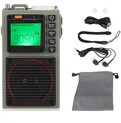 Radio Estéreo Portátil de Banda Completa con Alarma SOS, Retro, FM, VHF, Am, SW, WB, Receptor y Linterna.