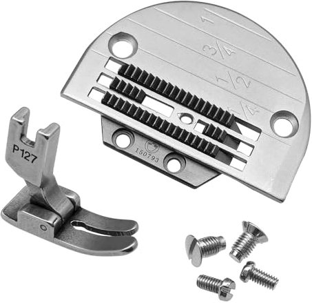 Fbshicung 1Set Single Needle Gauge Plate&Feed Dog with Screws #150792+150793+P127 Compatible with Industrial Sewing Machine Juki Brother Singer 31-15