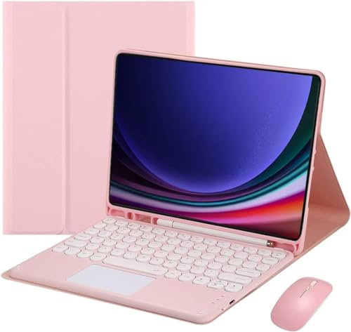 Bueuwe Keyboard Case for Samsung Galaxy Tab S10+/S9+/S9 FE+/S8+/S7+/S7 FE - 12.4- Multi-Touch Trackpad, Detachable Wireless Keyboard Folio Tablet Case,Pink