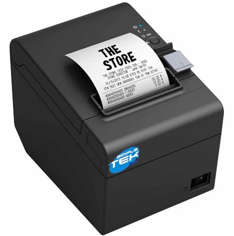 SIMPLETEK - Thermodrucker 80mm RJ-45 Ethernet-LAN-Schnittstelle, Auflösung 203 dpi, kompatibel mit ePOS- und Desktop-Systemen