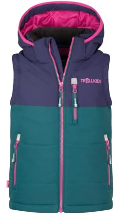 Trollkids Kids Narvik Vest XT | Wasserabweisend, winddicht und atmungsaktiv|Warm und robust|Abnehmbare Kapuze|Drei Taschen